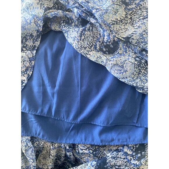 Joie Women's Medium Limited Edition Blue Tiered Parisian Pasiley Maxi Dress - Picture 9 of 11